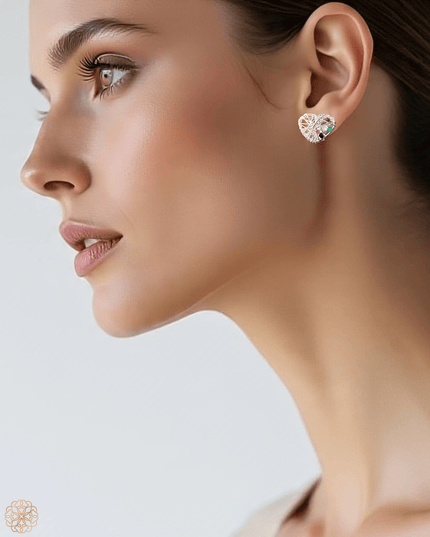 Delicate silver heart earrings with colorful gemstones - Sundara Joon