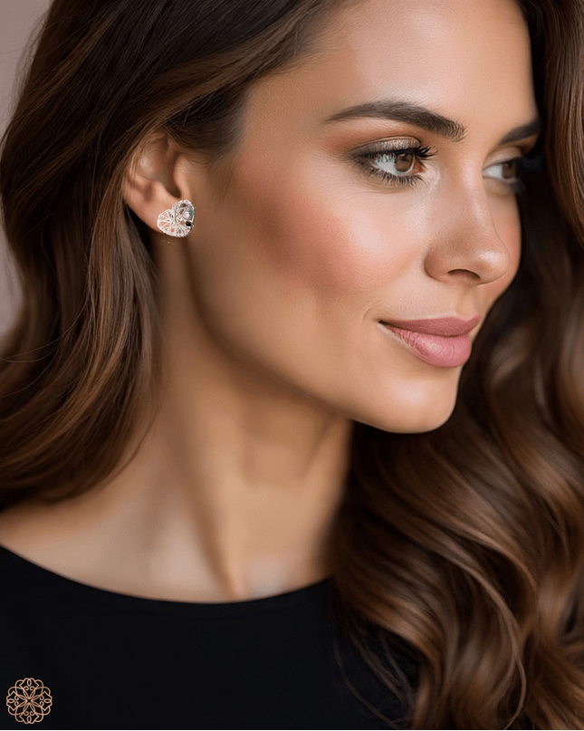 Delicate silver heart earrings with colorful gemstones - Sundara Joon