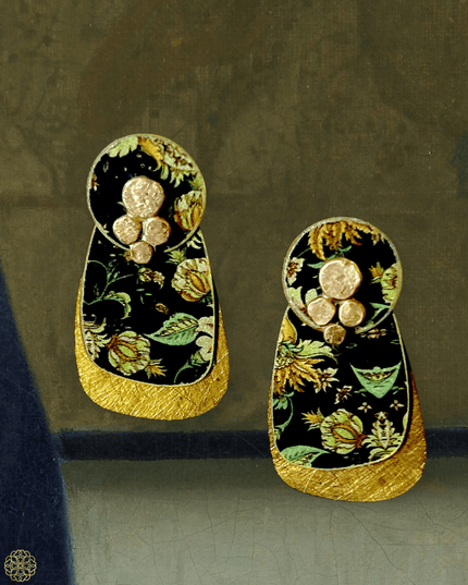 Double drop patterned brass earrings - Sundara Joon