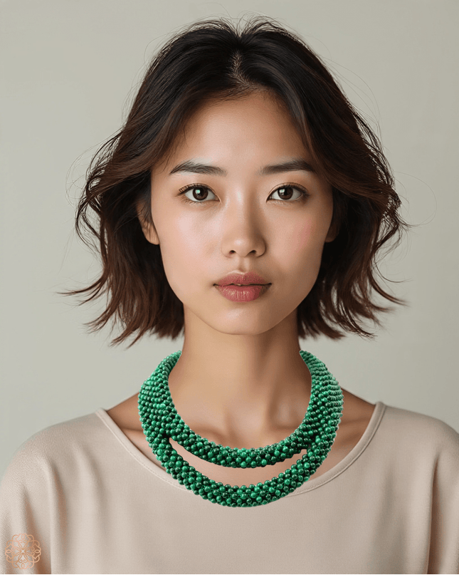 Double sided beaded malachite necklace - Sundara Joon