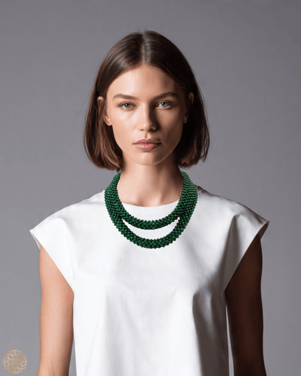 Double sided beaded malachite necklace - Sundara Joon