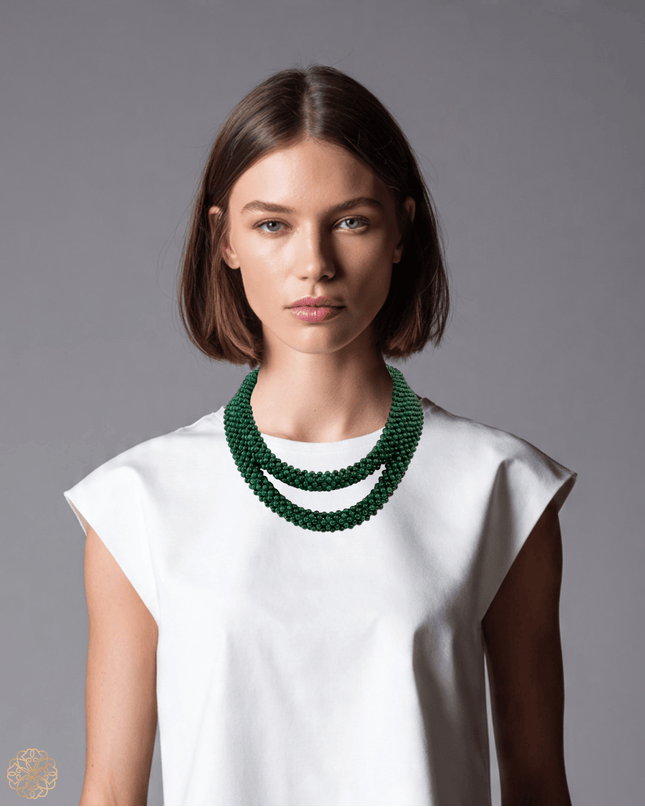 Double sided beaded malachite necklace - Sundara Joon