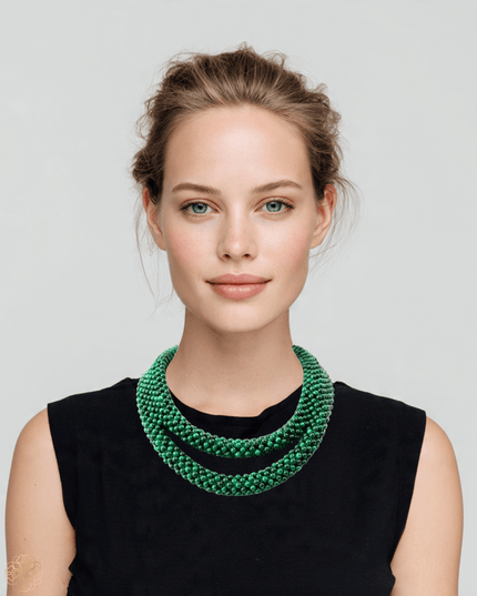 Double sided beaded malachite necklace - Sundara Joon