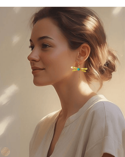 Dragonfly earrings with gemstone body - Sundara Joon