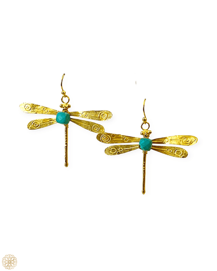 Dragonfly earrings with gemstone body - Sundara Joon