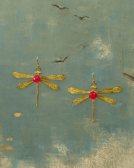 Dragonfly earrings with gemstone body - Sundara Joon