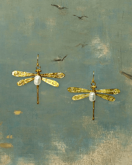 Dragonfly earrings with gemstone body - Sundara Joon