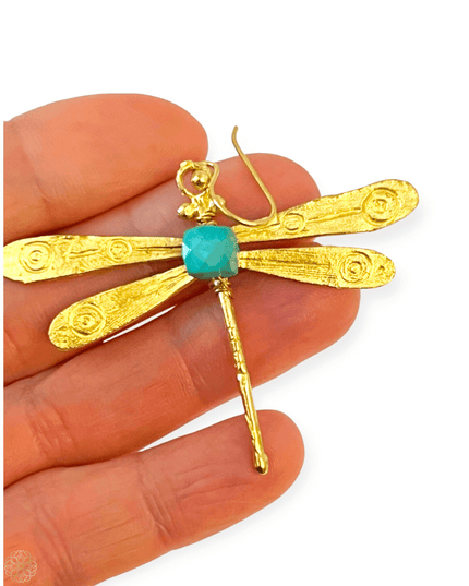 Dragonfly earrings with gemstone body - Sundara Joon