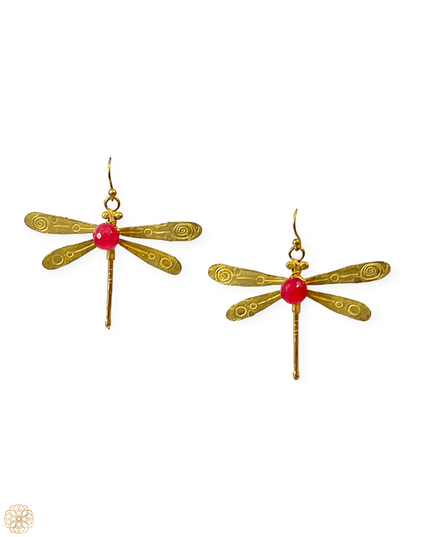 Dragonfly earrings with gemstone body - Sundara Joon