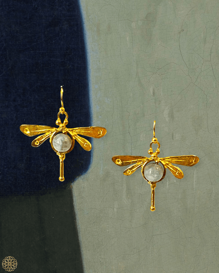 Dragonfly earrings with gemstone body - Sundara Joon