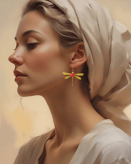 Dragonfly earrings with gemstone body - Sundara Joon
