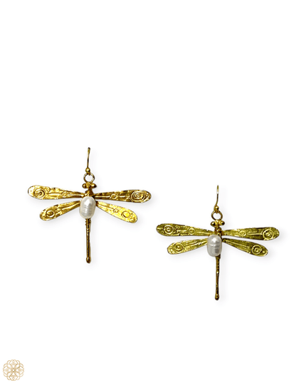 Dragonfly earrings with gemstone body - Sundara Joon