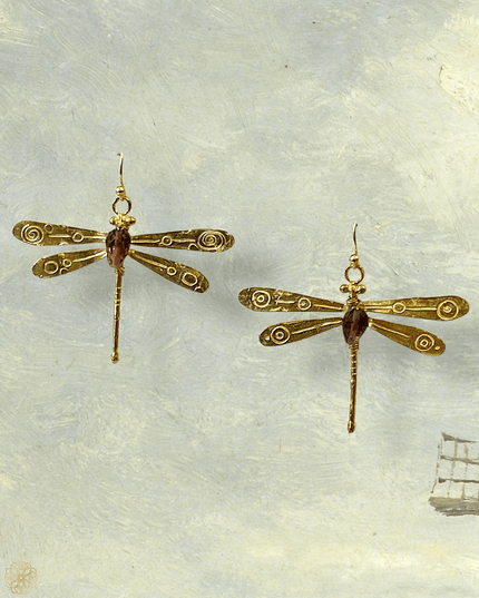 Dragonfly earrings with gemstone body - Sundara Joon