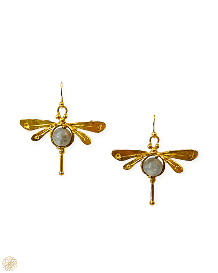 Dragonfly earrings with gemstone body - Sundara Joon