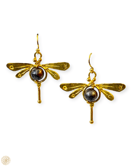 Dragonfly earrings with gemstone body - Sundara Joon