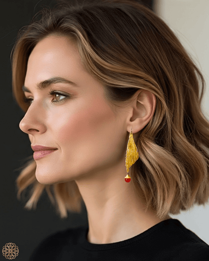 Dragonfly wing statement earrings with carnelian - Sundara Joon