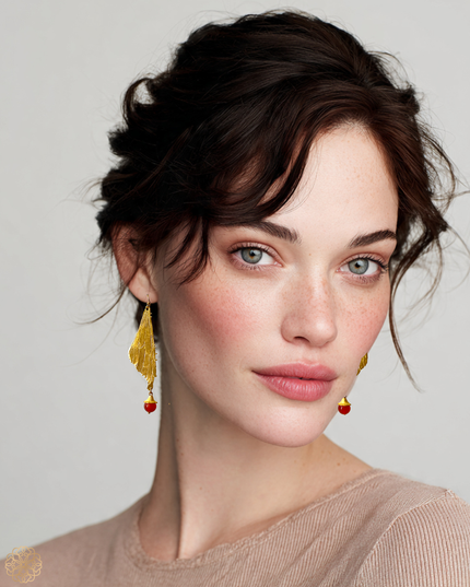 Dragonfly wing statement earrings with carnelian - Sundara Joon