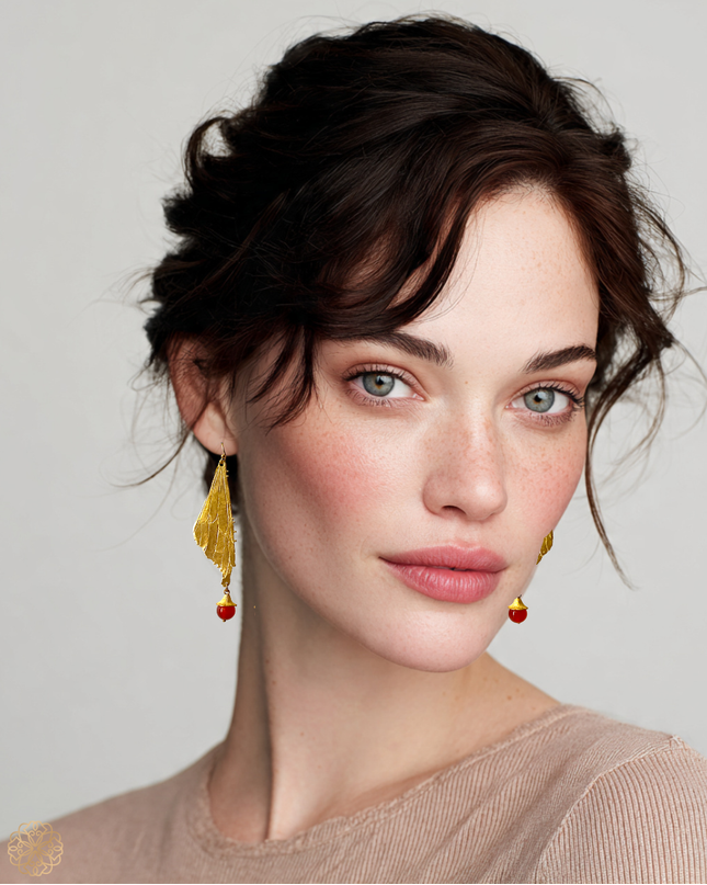 Dragonfly wing statement earrings with carnelian - Sundara Joon