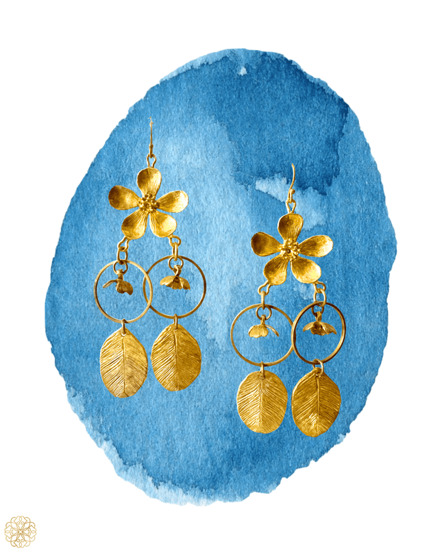 Dramatic floral statement dangling earrings - Sundara Joon