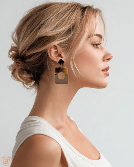 Drop rectangular earrings with a circular cutout - Sundara Joon