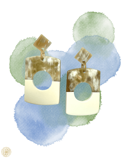 Drop rectangular earrings with a circular cutout - Sundara Joon