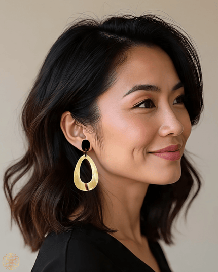 Drop tear shaped earrings in earth tone - Sundara Joon