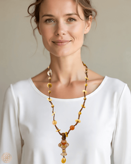 Earth tone amber pendant necklace - Sundara Joon