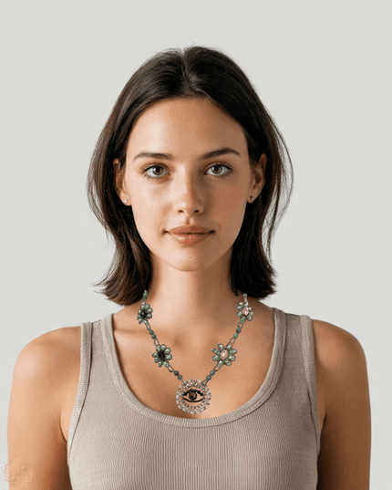 Evil eye jade necklace with crystals - Sundara Joon