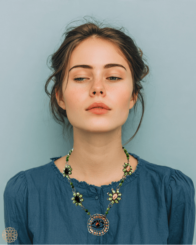 Evil eye jade necklace with crystals - Sundara Joon