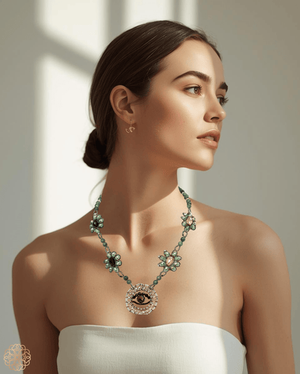Evil eye jade necklace with crystals - Sundara Joon