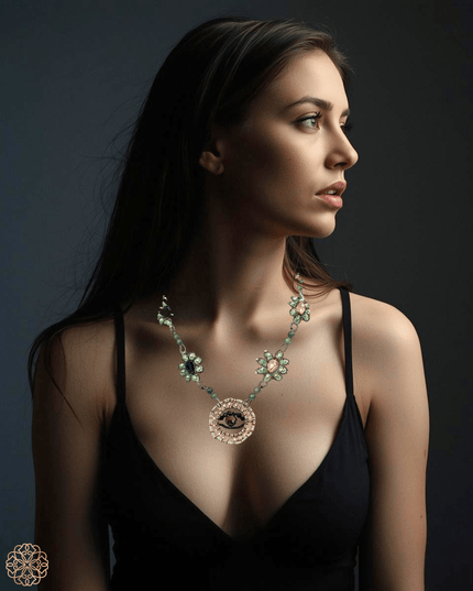 Evil eye jade necklace with crystals - Sundara Joon