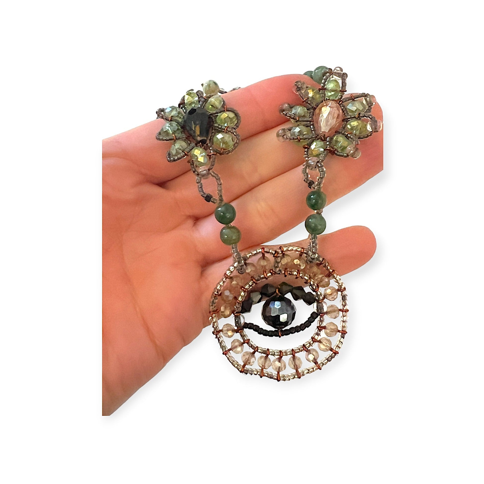 Evil eye jade necklace with crystals for a unique look - Sundara Joon