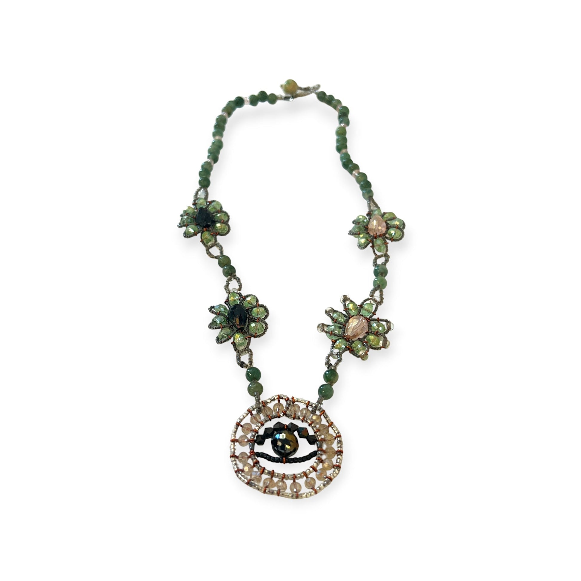 Evil eye jade necklace with crystals for a unique look - Sundara Joon