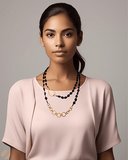 Faceted oval amethyst with brass accents necklace - Sundara Joon