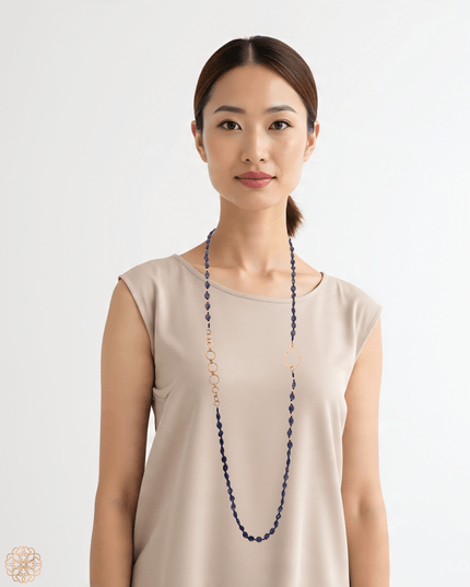 Faceted oval amethyst with brass accents necklace - Sundara Joon