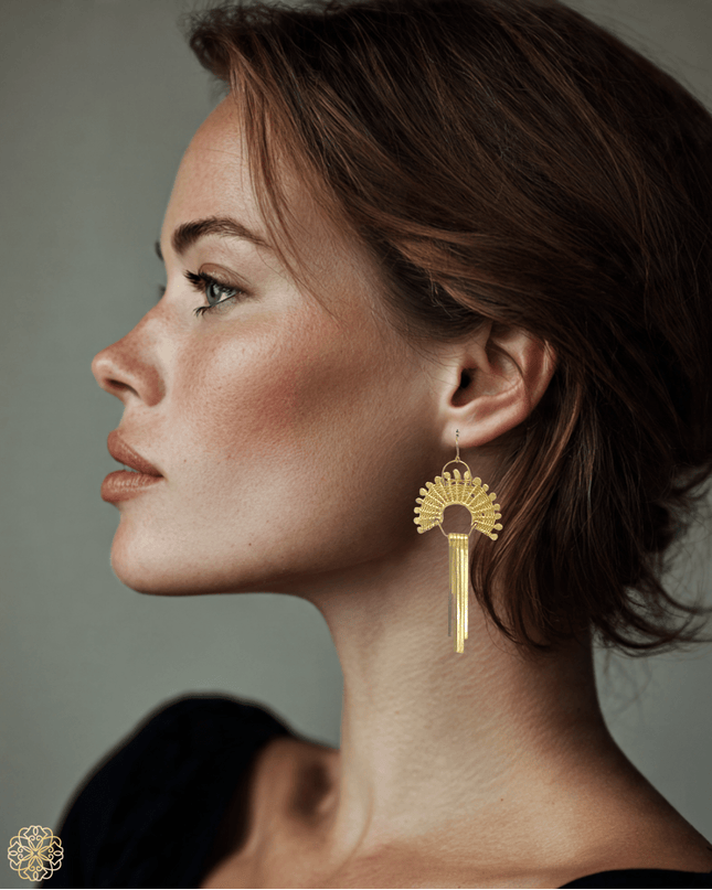 Fan shaped woven earrings - Sundara Joon