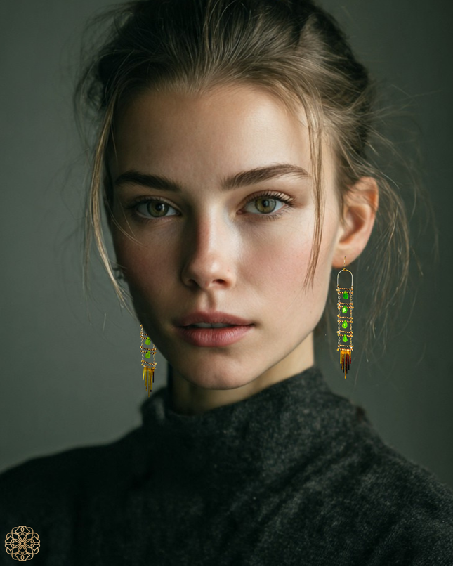 Beaded echelle earrings