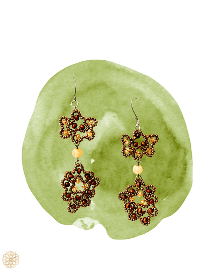 Floral amber drop earrings in earth tones - Sundara Joon