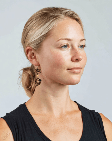 Floral amber drop earrings in earth tones - Sundara Joon
