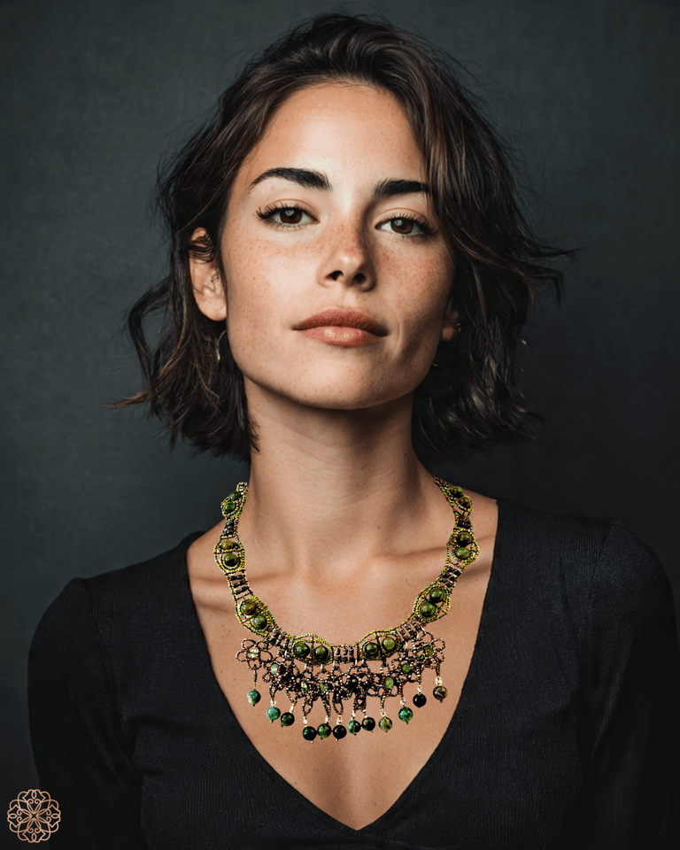 Floral choker length necklace with colorful gemstones - Sundara Joon