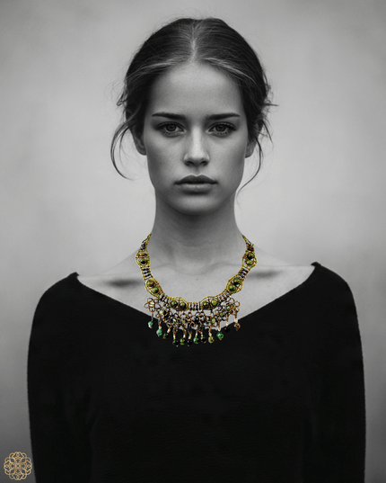 Floral choker length necklace with colorful gemstones - Sundara Joon