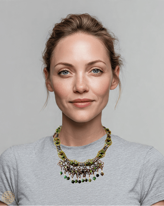 Floral choker length necklace with colorful gemstones - Sundara Joon