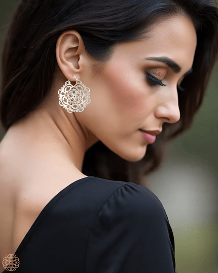 Floral filigree inspired dangling metal earrings - Sundara Joon