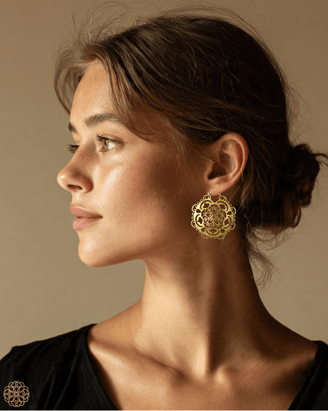 Floral filigree inspired dangling metal earrings - Sundara Joon