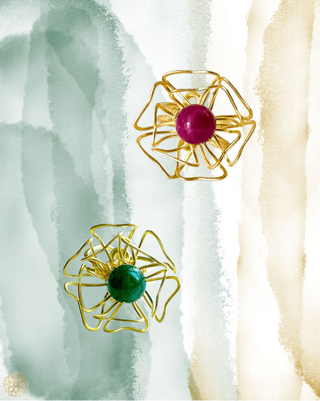 Floral inspired gemstone statement ring - Sundara Joon