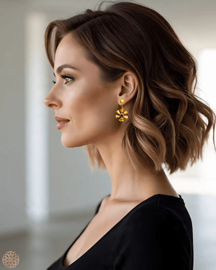 Floral onyx drop earrings - Sundara Joon