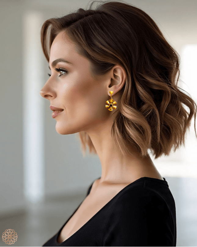 Floral onyx drop earrings - Sundara Joon