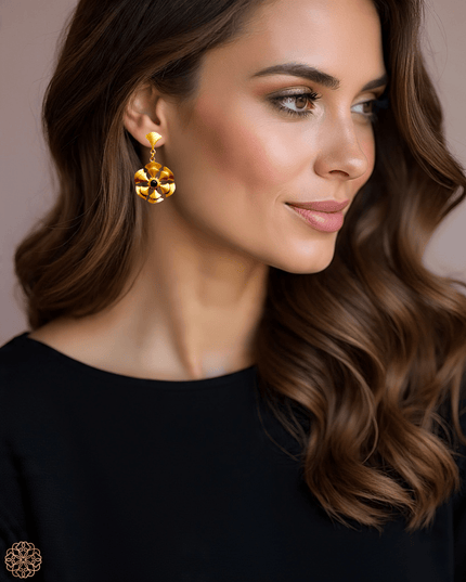 Floral onyx drop earrings - Sundara Joon