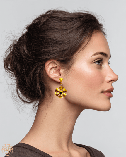 Floral onyx drop earrings - Sundara Joon