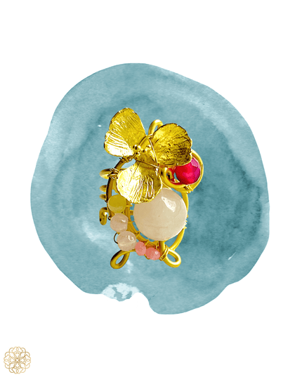 Floral statement rings with gemstone - Sundara Joon